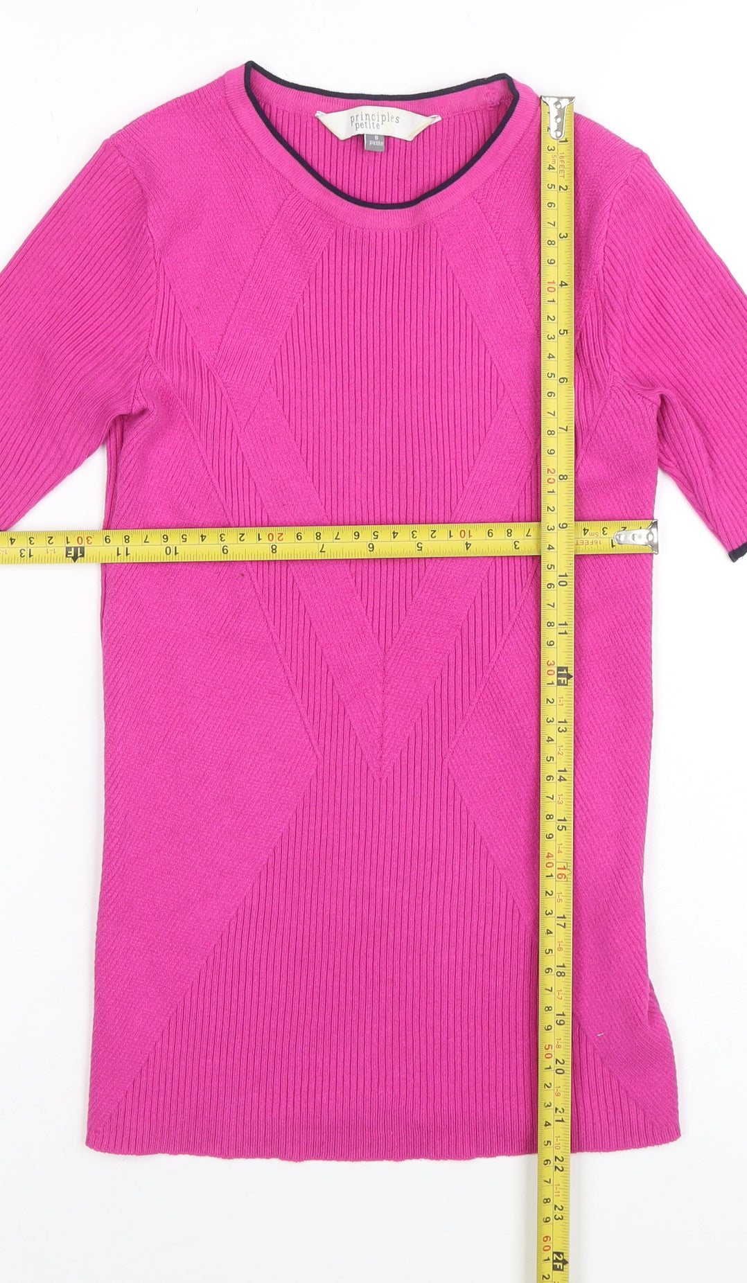 Principles Petite Women's Pink Knit Short Sleeve Top Size 8