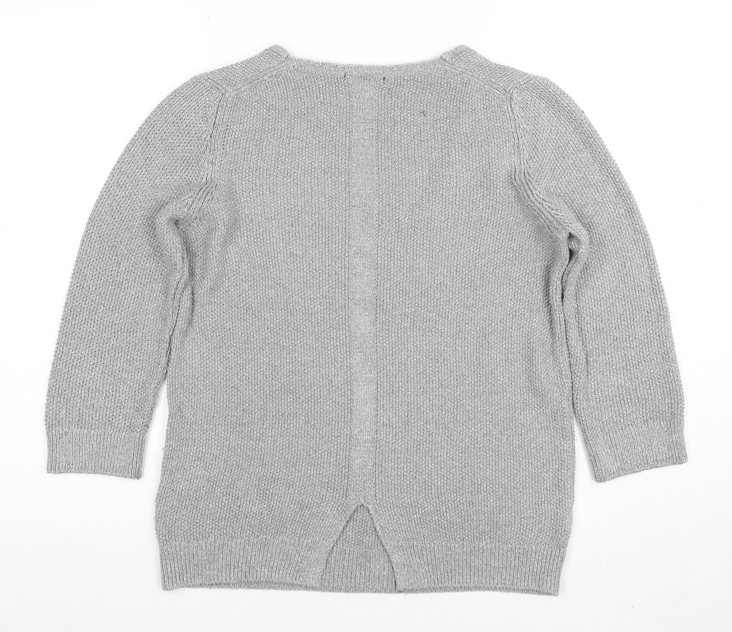 Massimo Dutti Women’s Grey V-Neck Knit Pullover Jumper M