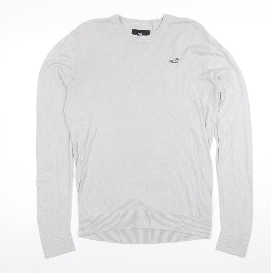 Hollister Men’s Grey Cotton Blend Crew Neck Pullover Jumper Size L