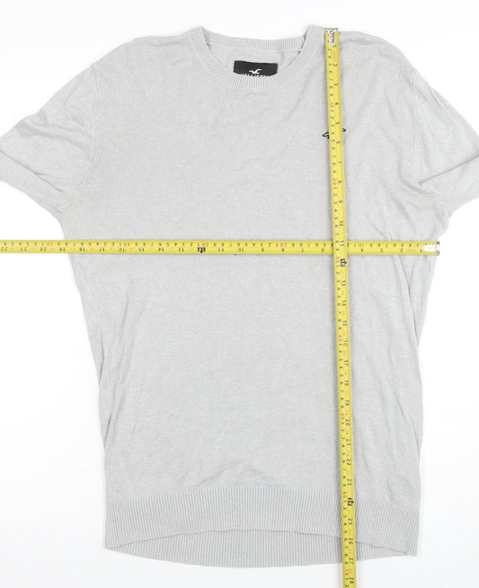 Hollister Men’s Grey Cotton Blend Crew Neck Pullover Jumper Size L