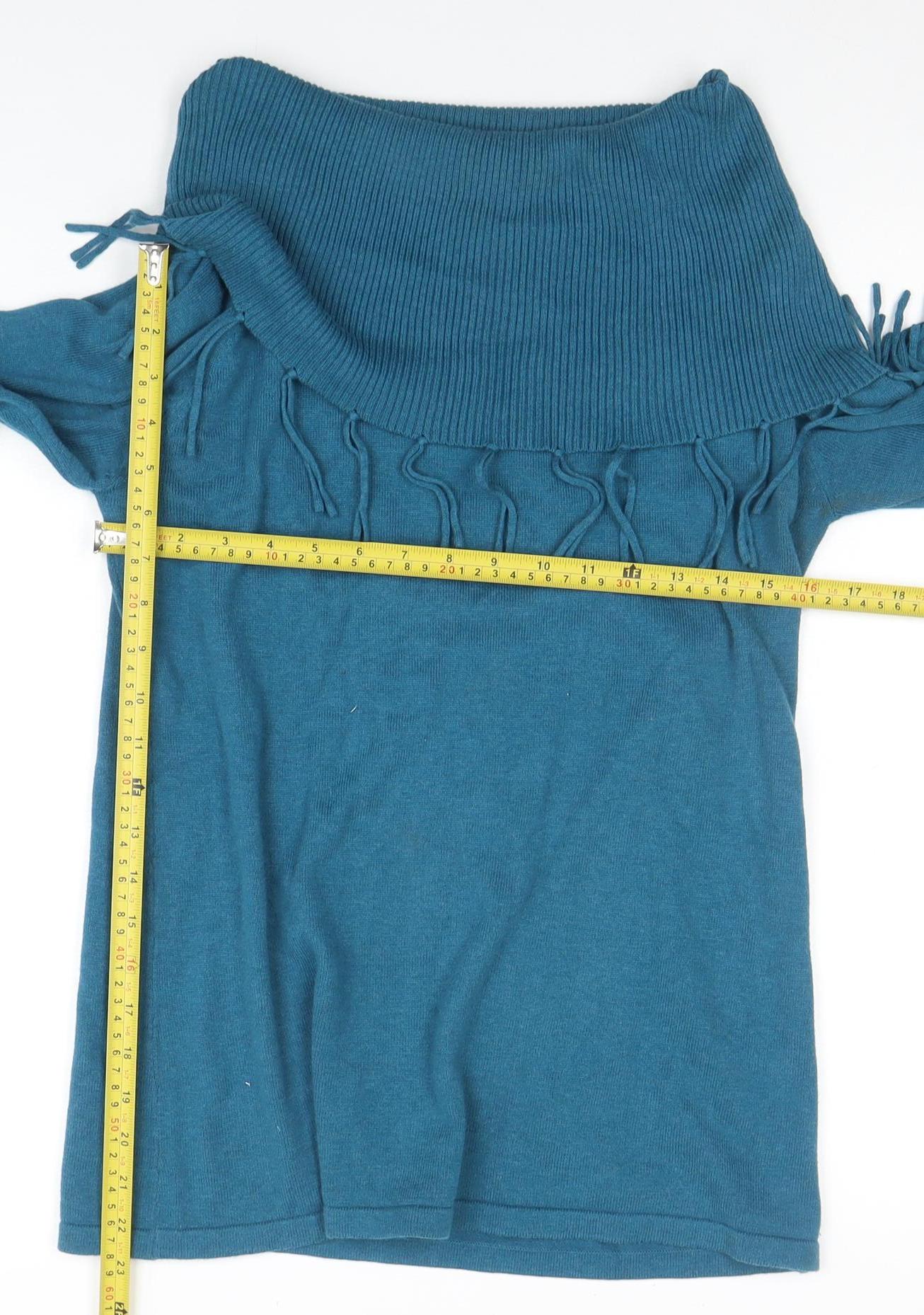 Marble Womens Blue Boat Neck Long Sleeve Cotton Pullover Jumper Size L