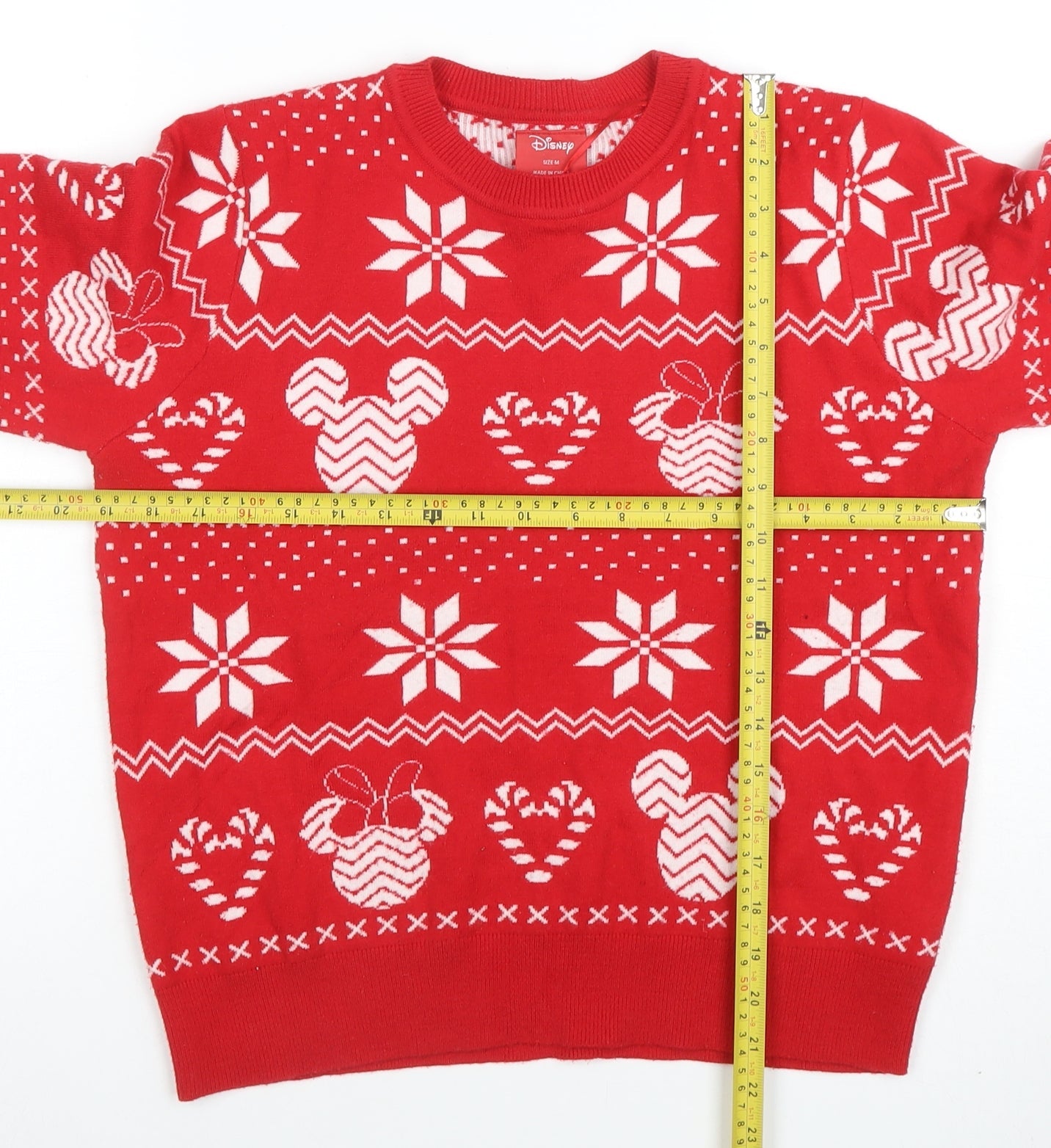 Disney Womens Red Christmas Mickey Mouse Pullover Jumper Size M