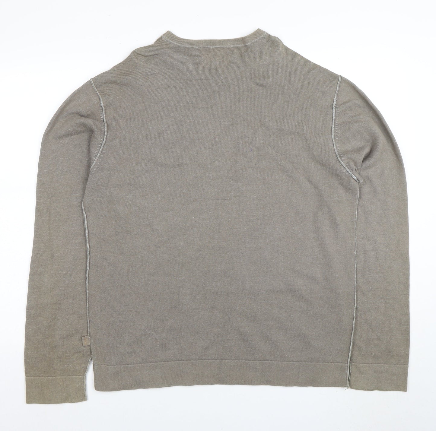 Sonneti Men’s Brown V-Neck Cotton Blend Jumper 2XL Casual Knit
