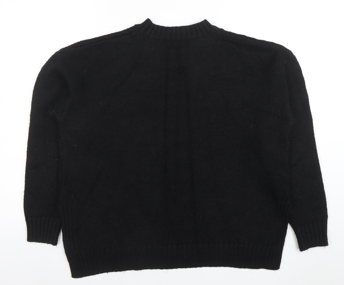 Marks and Spencer Women Black Floral Embroidered Pullover Jumper UK 16