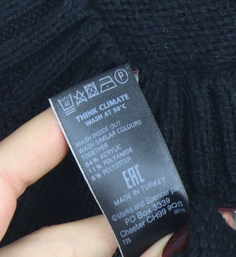 Marks and Spencer Women Black Floral Embroidered Pullover Jumper UK 16