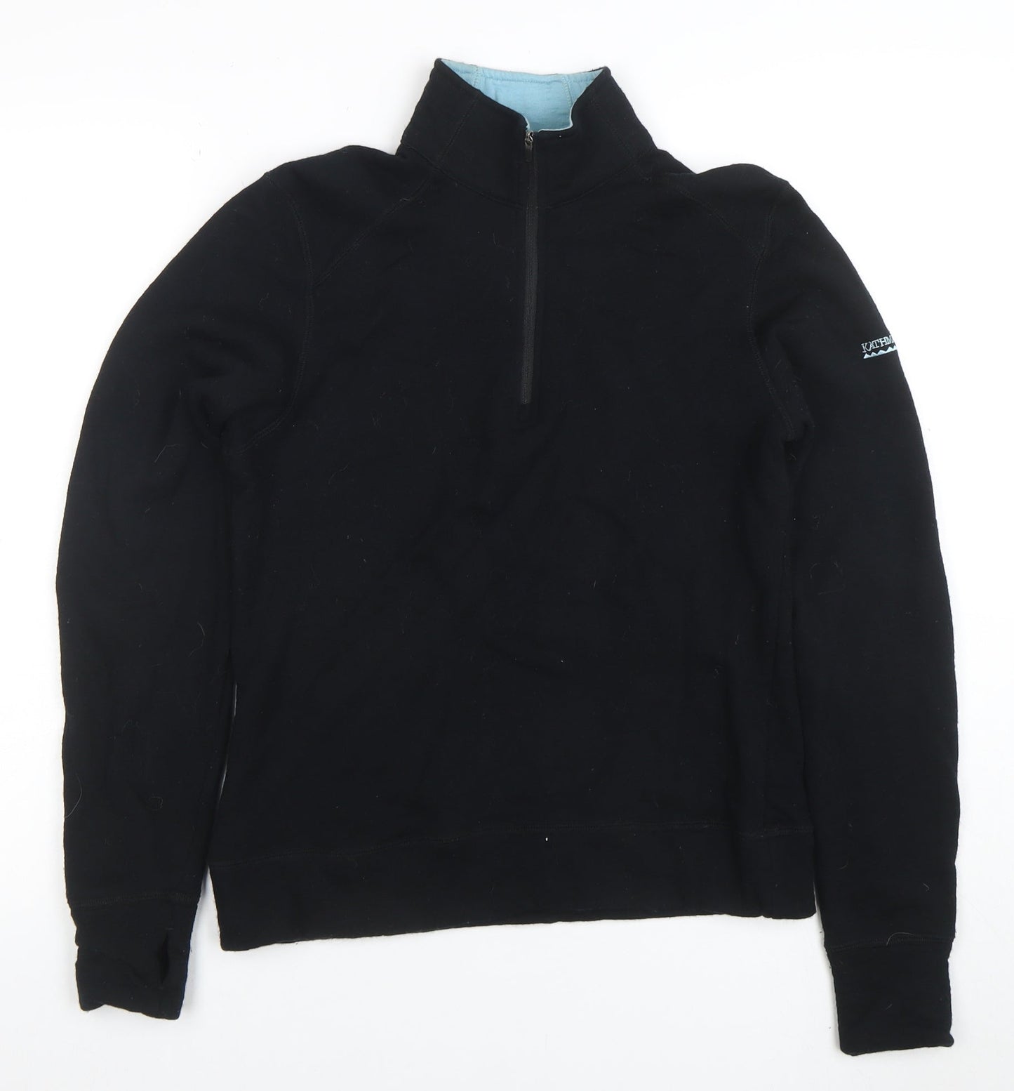 Kathmandu Women Black Merino Wool 1/2 Zip Pullover Hoodie Size 12