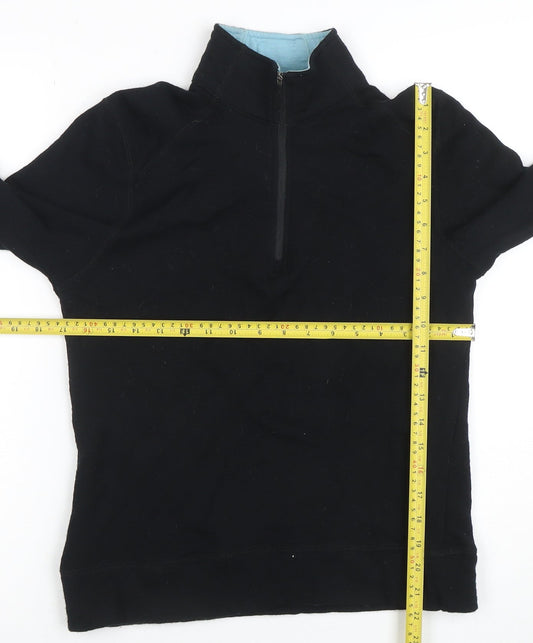 Kathmandu Women Black Merino Wool 1/2 Zip Pullover Hoodie Size 12