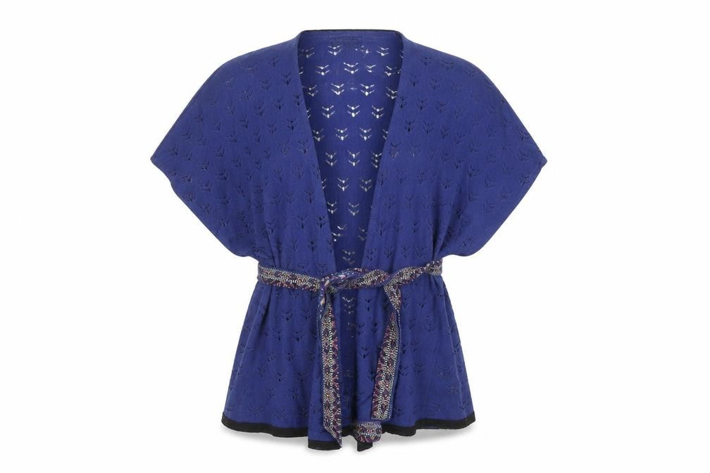 Marks and Spencer Teens Blue Open Knit Belted Cardigan XS