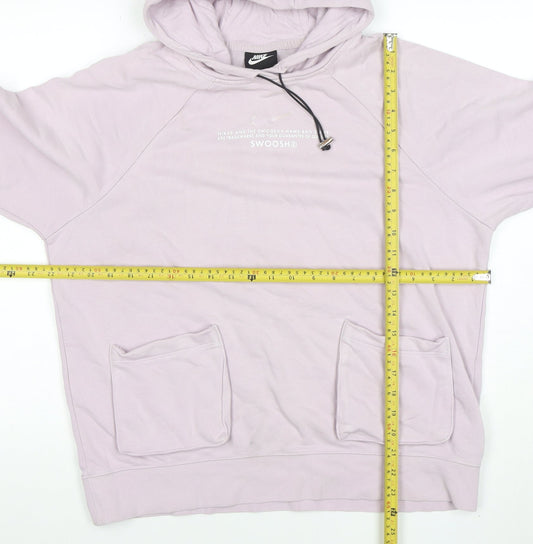 Nike Womens Lilac Pullover Hoodie M Cotton Blend Pockets