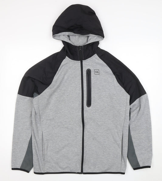 U.S. Athletic Men’s Grey Hooded Full Zip Sports Jacket Size L