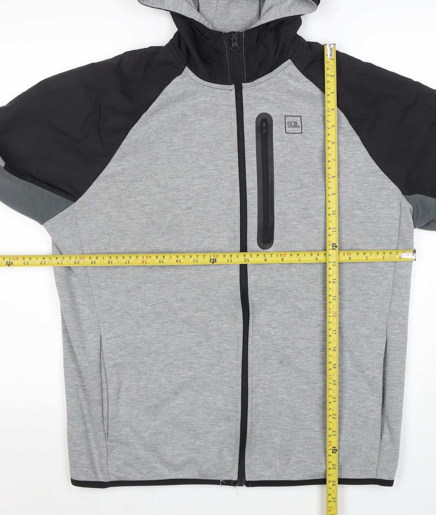 U.S. Athletic Men’s Grey Hooded Full Zip Sports Jacket Size L