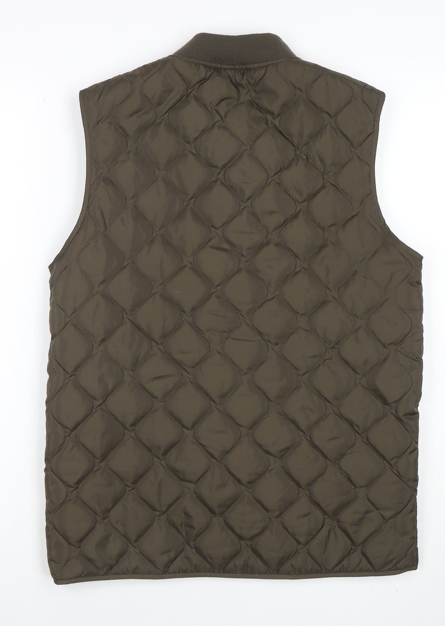 AW85 Men's Brown Quilted Polyester Waistcoat Small Padded Zip Casual