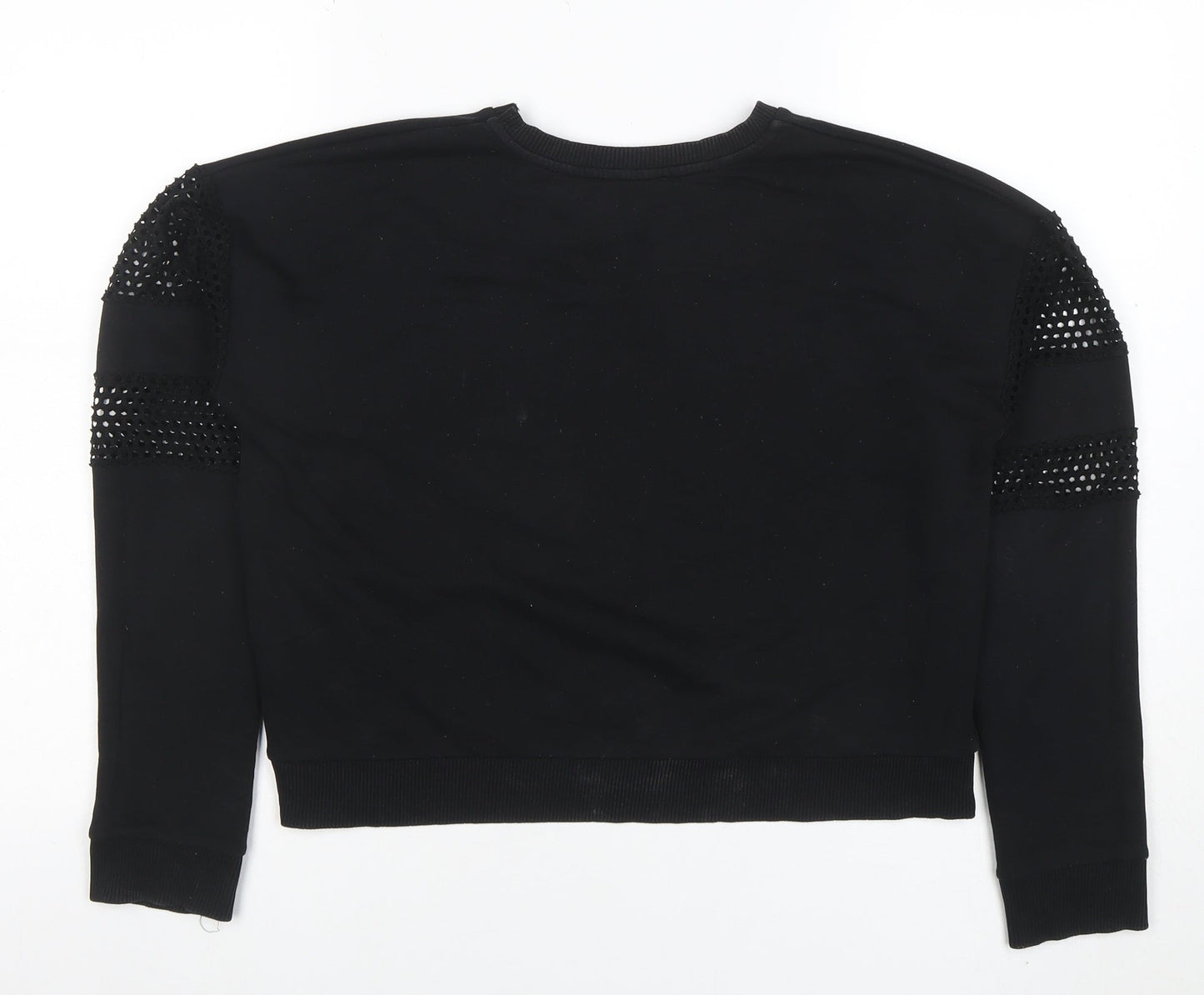 New Look Women Black Size 12 Studded Sleeve Crew Neck Jumper