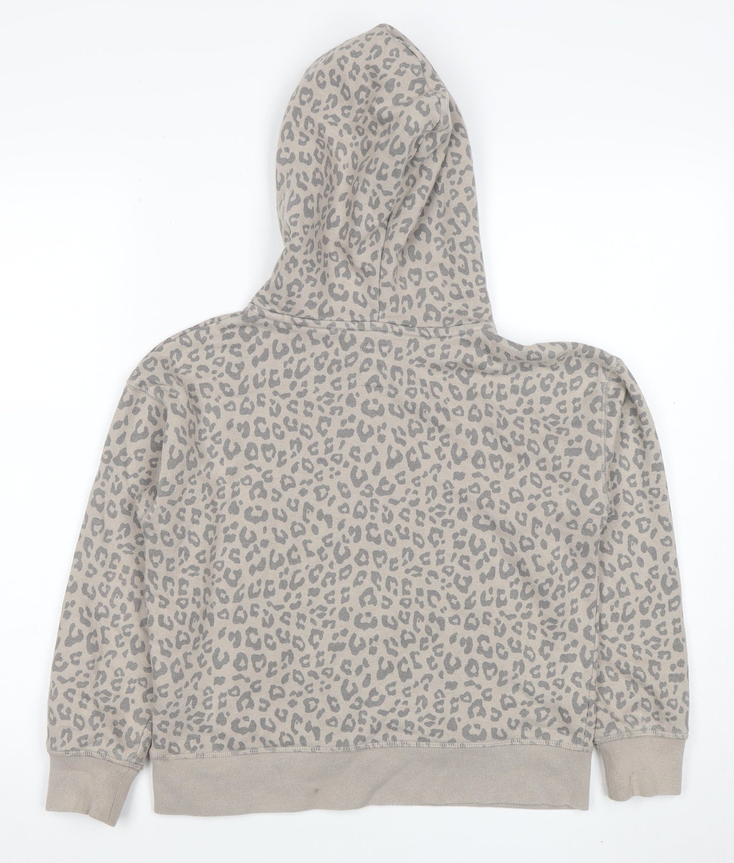 GAP Girls Beige Leopard Print Pullover Hoodie Size 8 Years Cotton Blend
