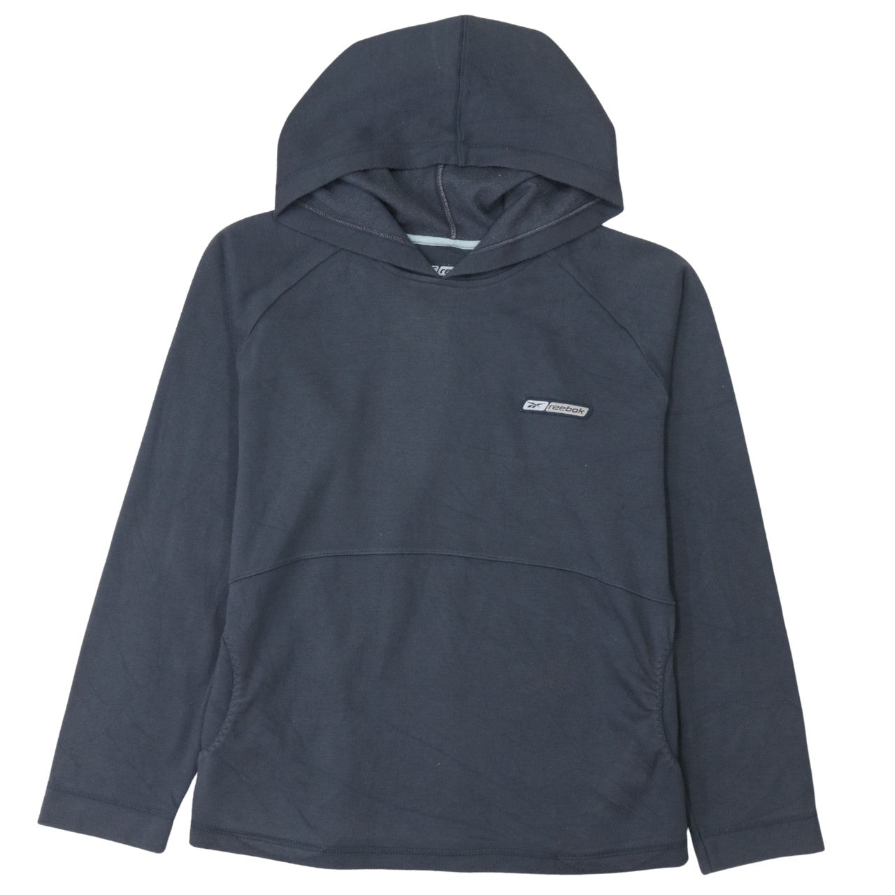 Reebok Womens Navy Hoodie Size 12 Cotton Blend Pullover Sweatshirt