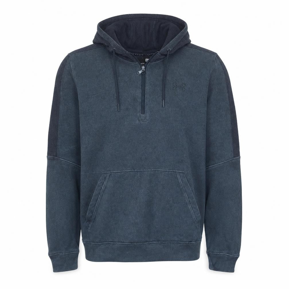 Under Armour Men's Blue Large 1/2 Zip Pullover Hoodie Threadborne Fleece