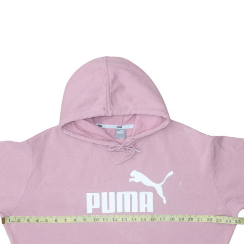 Puma Women Pink Hooded Pullover Sweatshirt Size L Logo Print