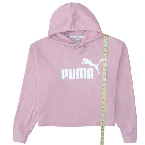 Puma Women Pink Hooded Pullover Sweatshirt Size L Logo Print