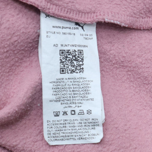 Puma Women Pink Hooded Pullover Sweatshirt Size L Logo Print