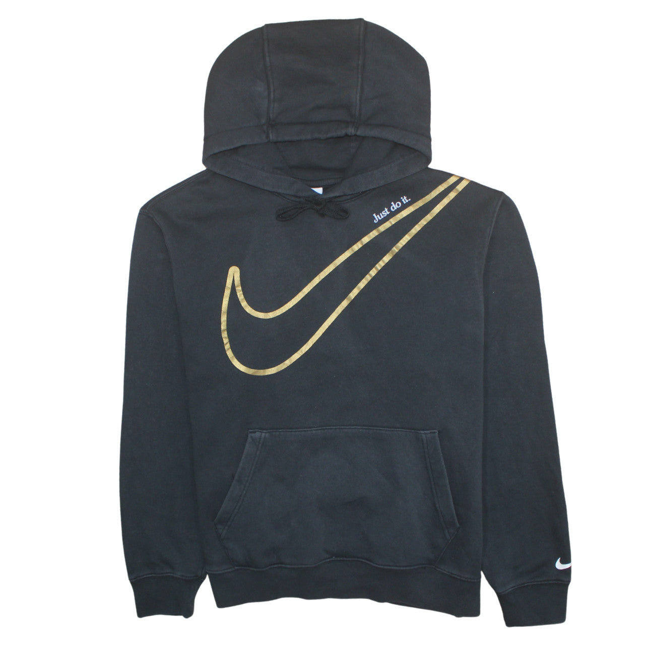 Nike Women's Black Gold Logo Pullover Hoodie Size M - Just Do It