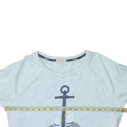 Barbour Women's Light Grey Anchor Print Cotton Sweatshirt UK 14