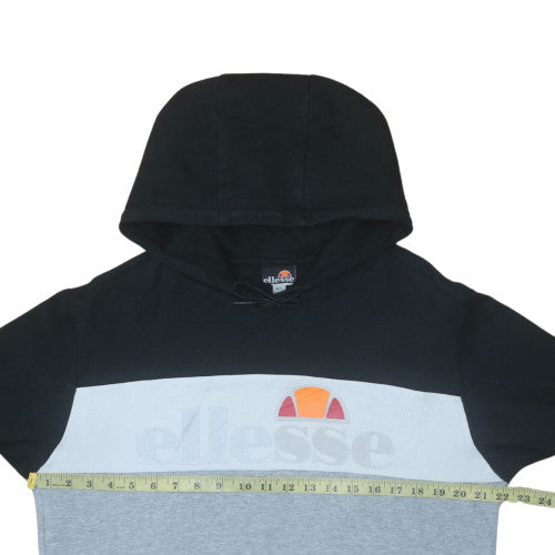 Ellesse Mens Grey Black Pullover Hoodie L Logo Sportswear