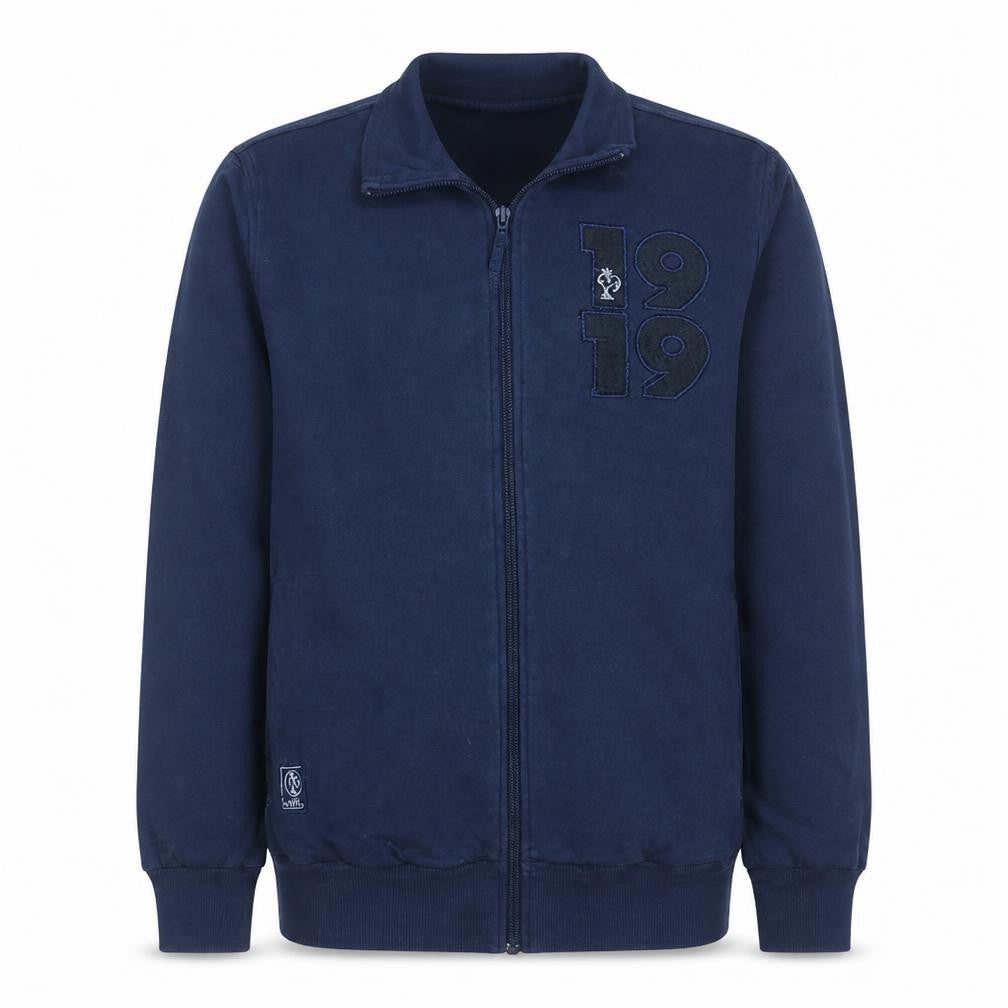 Adidas Mens Blue Full Zip Sweatshirt L Regular Fleece 1919 Logo