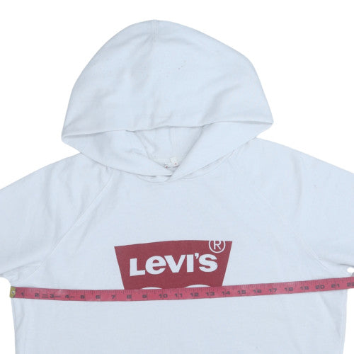 Levi's Men's White Pullover Hoodie M Logo Fleece Sweatshirt