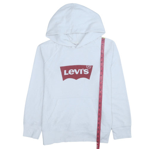 Levi's Men's White Pullover Hoodie M Logo Fleece Sweatshirt