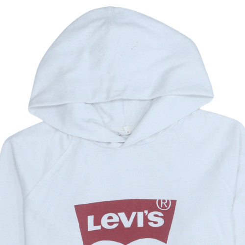 Levi's Men's White Pullover Hoodie M Logo Fleece Sweatshirt