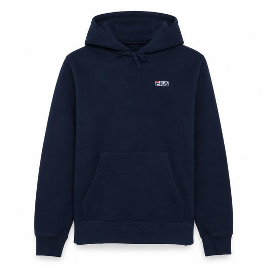 FILA Men's Blue Pullover Hoodie M Logo Fleece Sweatshirt