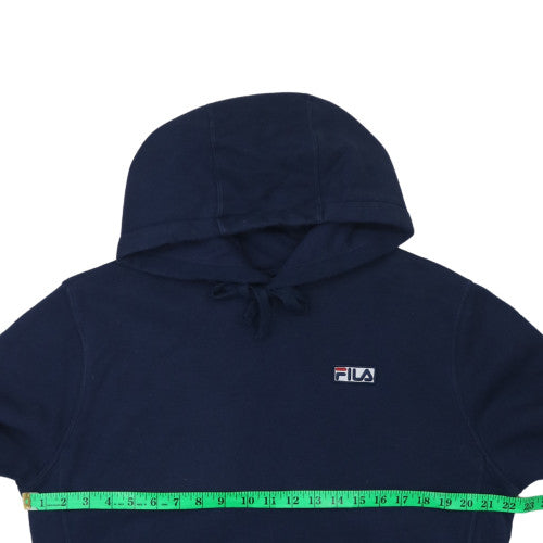 FILA Men's Blue Pullover Hoodie M Logo Fleece Sweatshirt