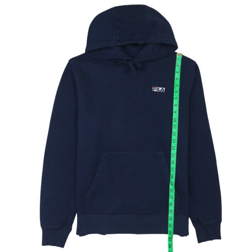FILA Men's Blue Pullover Hoodie M Logo Fleece Sweatshirt