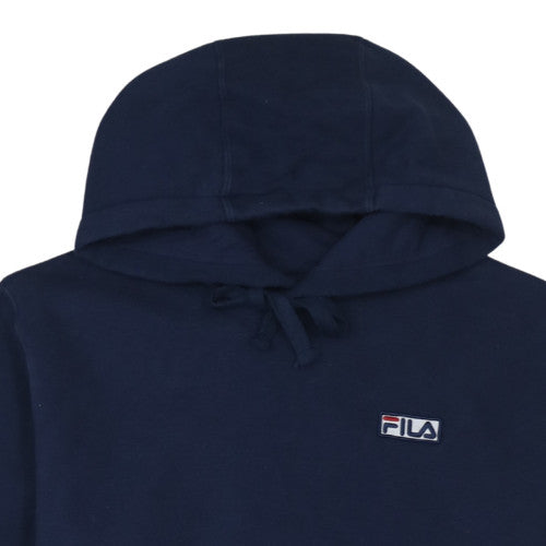 FILA Men's Blue Pullover Hoodie M Logo Fleece Sweatshirt