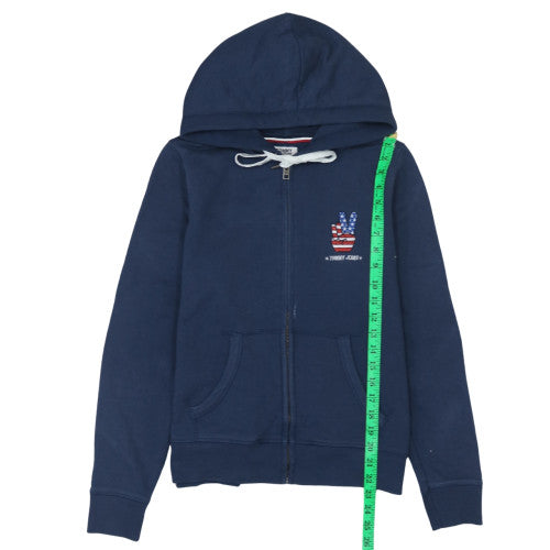 Tommy Jeans Mens Navy Full Zip Hoodie M Hooded Cotton Blend