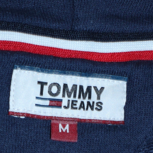 Tommy Jeans Mens Navy Full Zip Hoodie M Hooded Cotton Blend