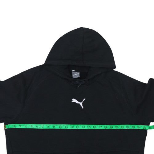 Puma Men Black Pullover Hoodie L Fleece Sports Logo