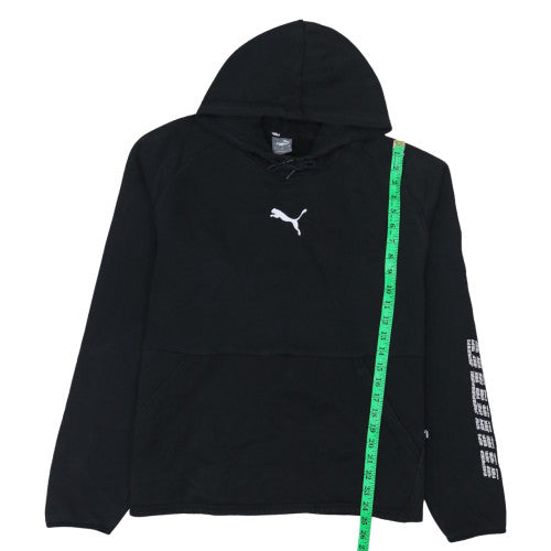 Puma Men Black Pullover Hoodie L Fleece Sports Logo