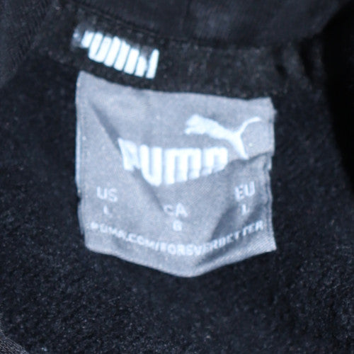 Puma Men Black Pullover Hoodie L Fleece Sports Logo