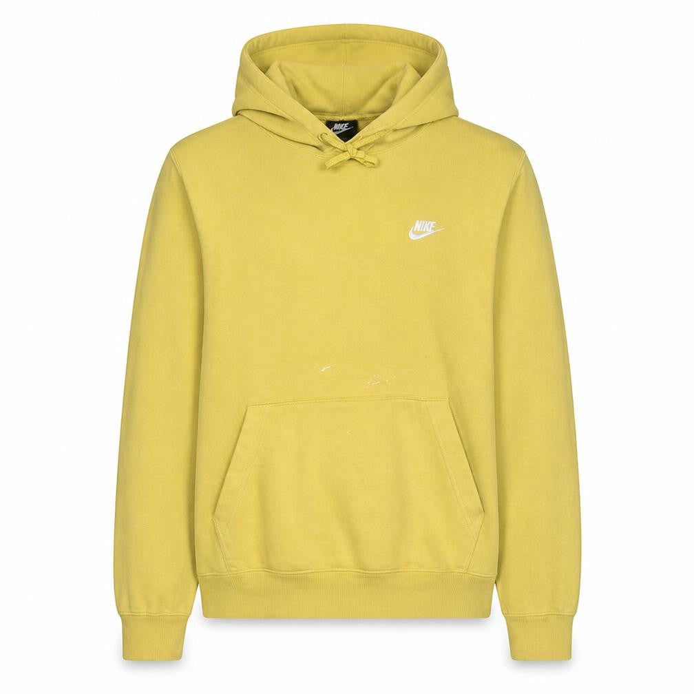 Nike Men Yellow Pullover Fleece Hoodie M Regular Fit Logo