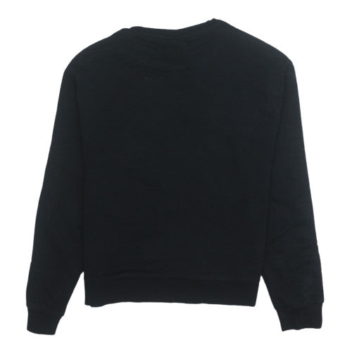 FILA Women Black Logo Tape Crew Neck Pullover Sweatshirt Size S