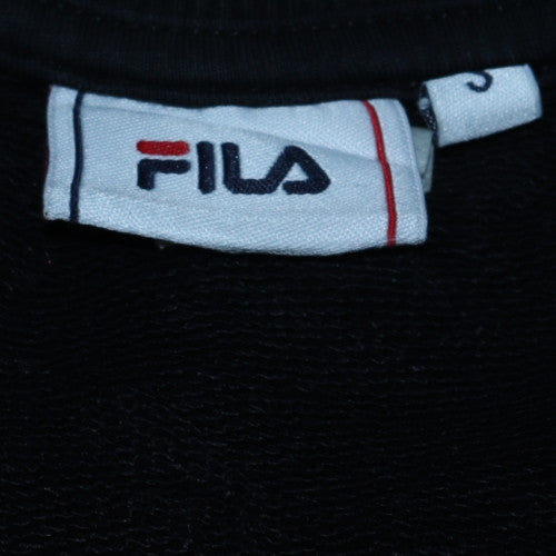 FILA Women Black Logo Tape Crew Neck Pullover Sweatshirt Size S