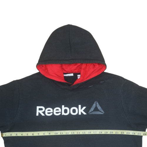 Reebok Mens Black XL Pullover Hoodie with Red Hood Lining