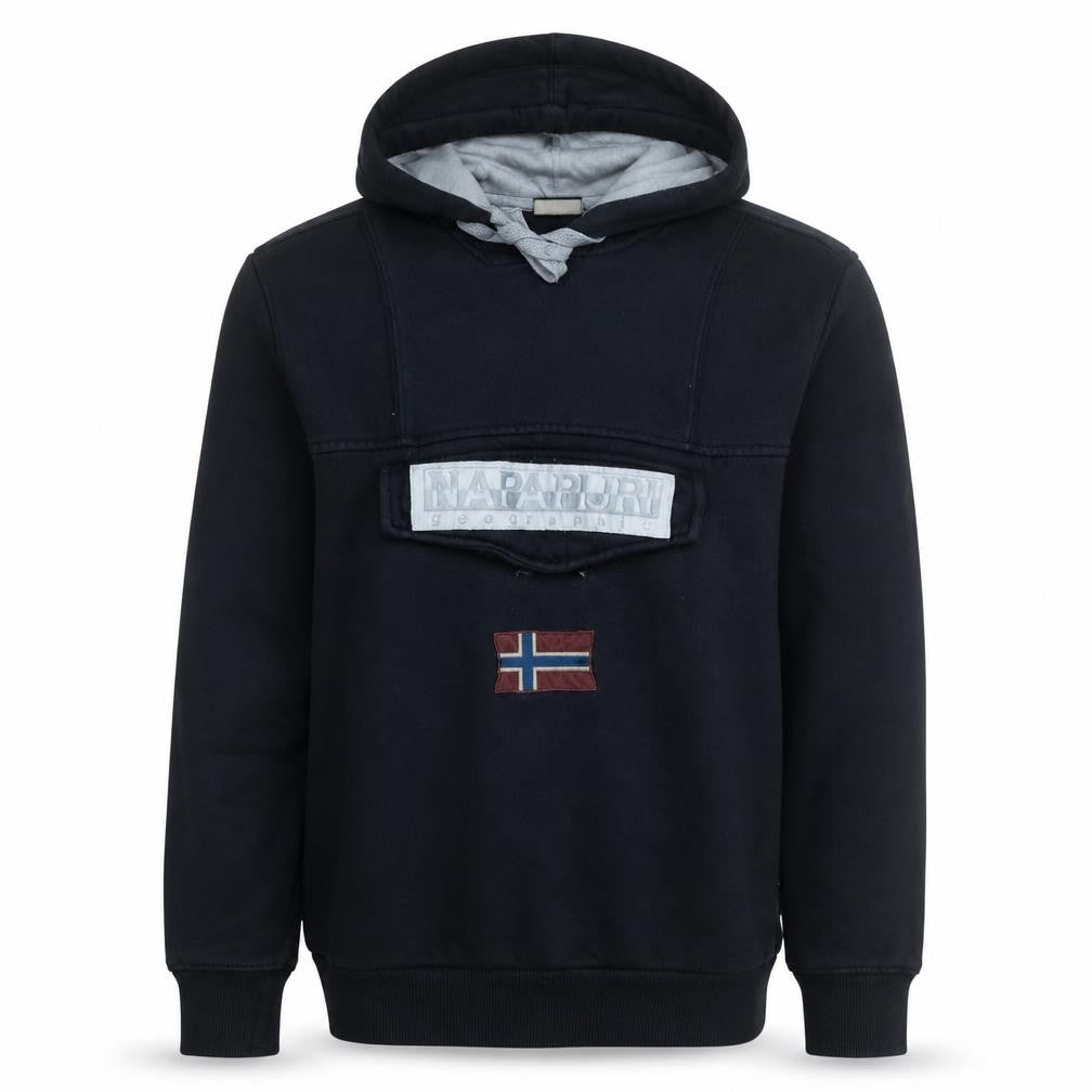 Napapijri Men Black Pullover Hoodie M Outdoor Cotton Blend