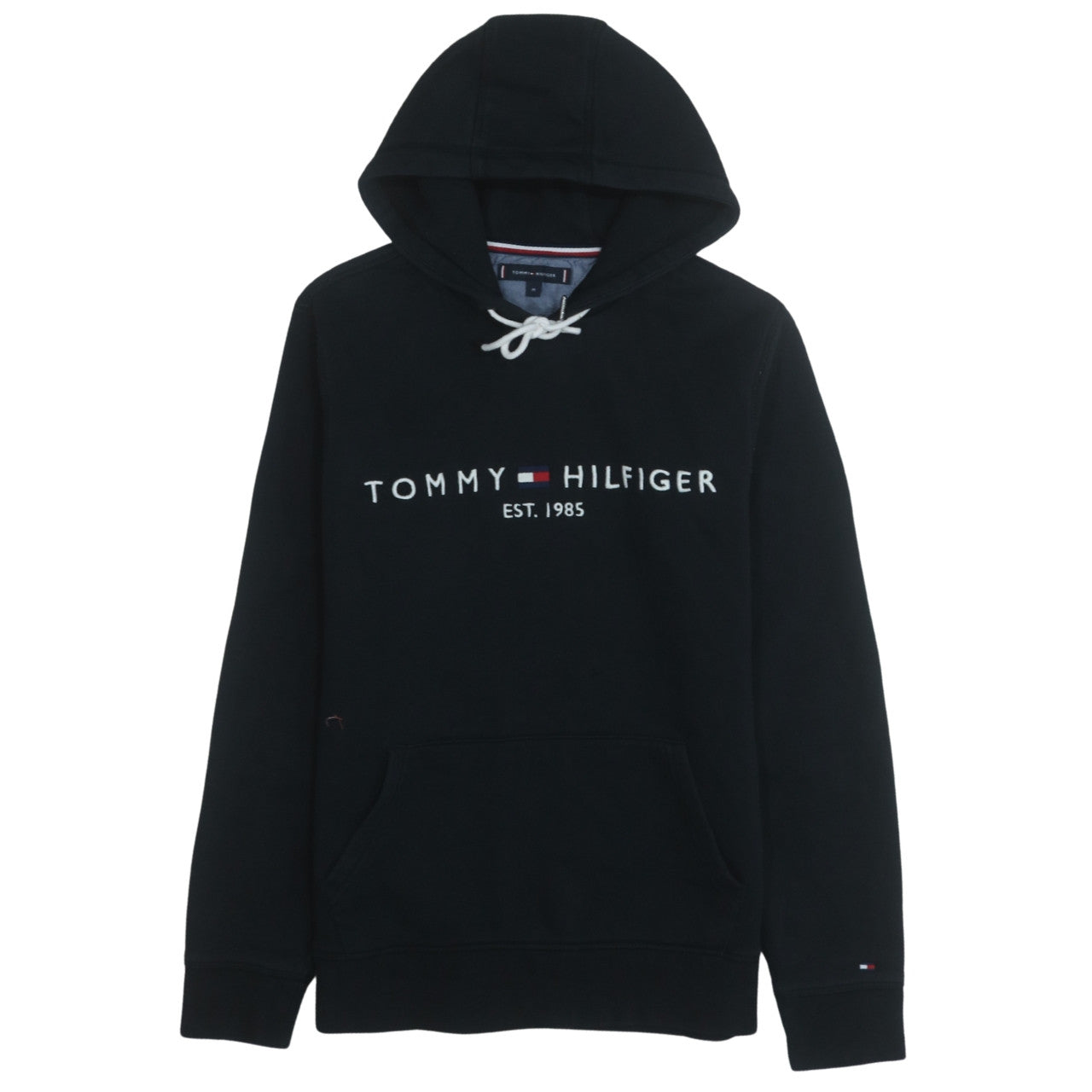 Tommy Hilfiger Men's Black Pullover Hoodie M Embroidered Logo