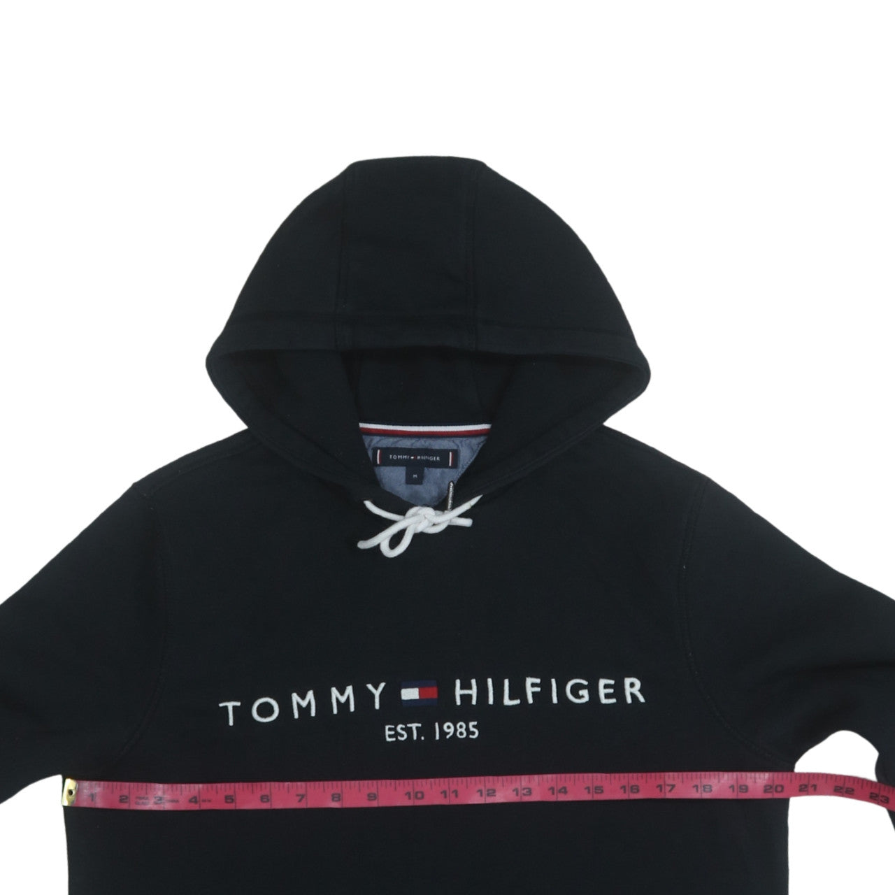 Tommy Hilfiger Men's Black Pullover Hoodie M Embroidered Logo