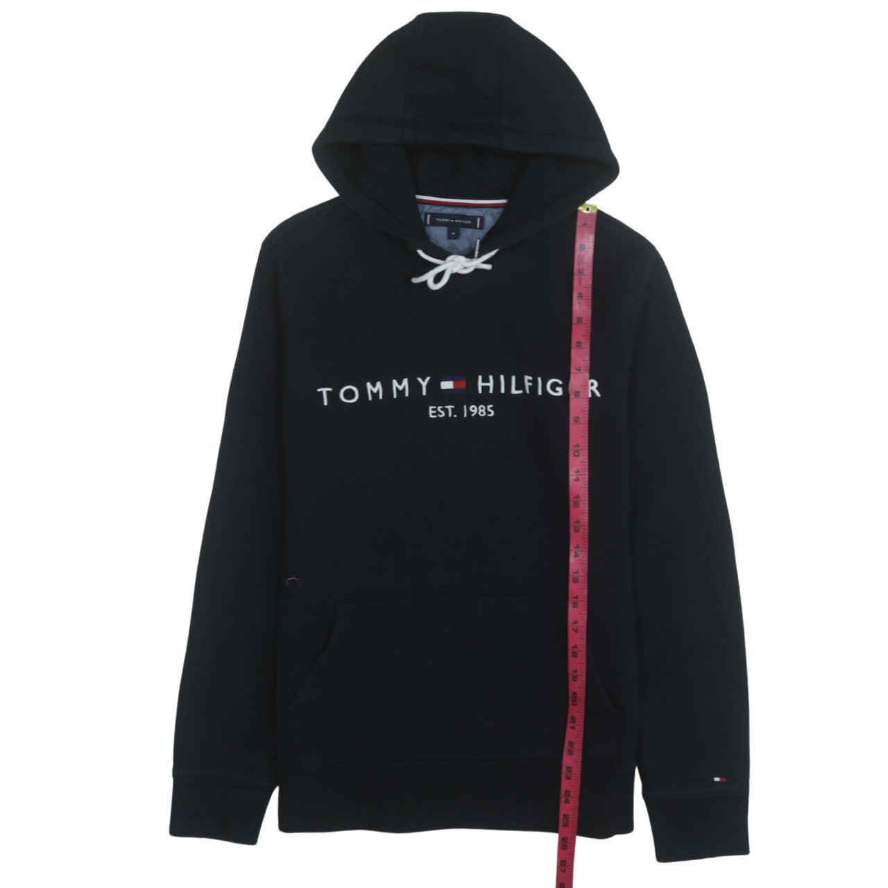 Tommy Hilfiger Men's Black Pullover Hoodie M Embroidered Logo