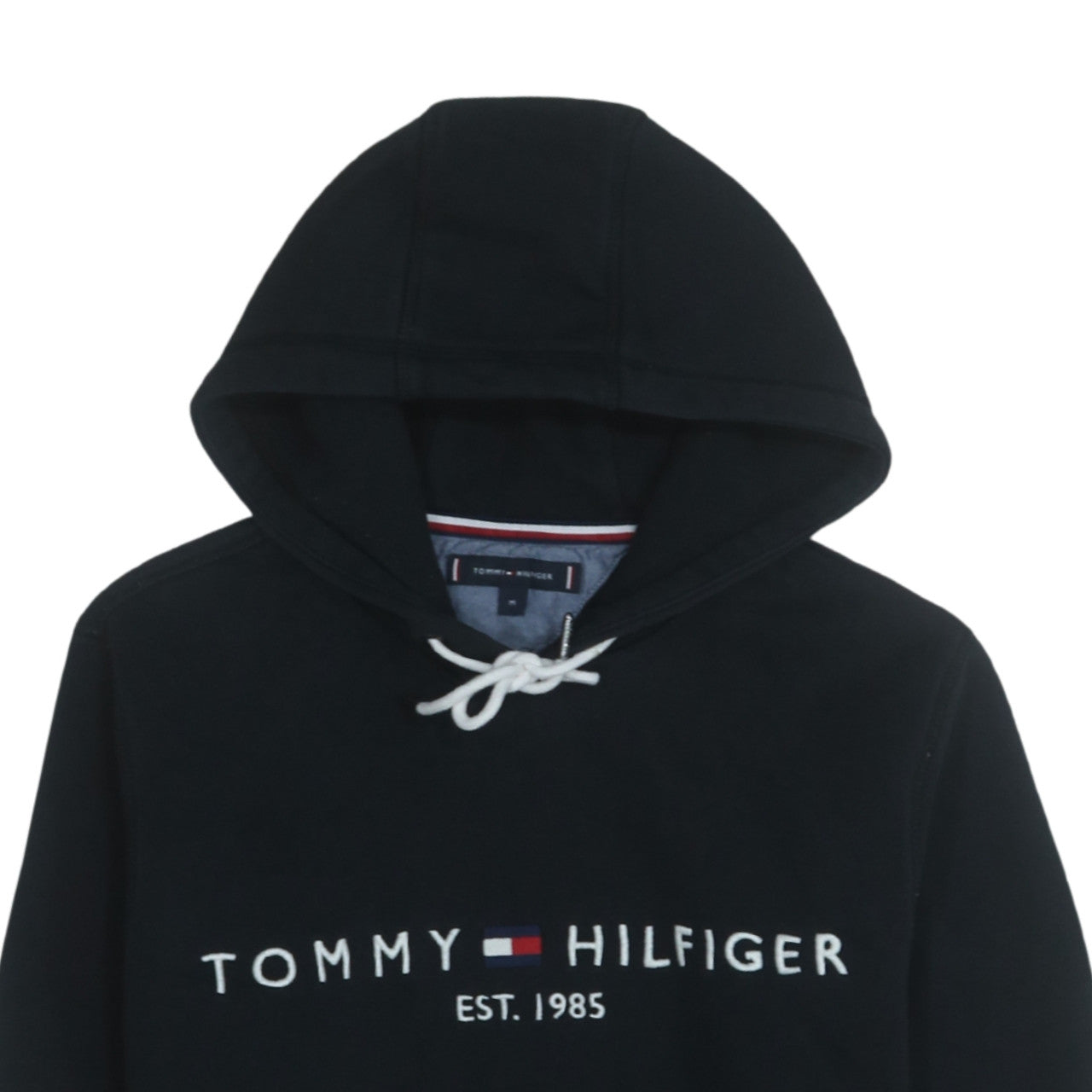 Tommy Hilfiger Men's Black Pullover Hoodie M Embroidered Logo