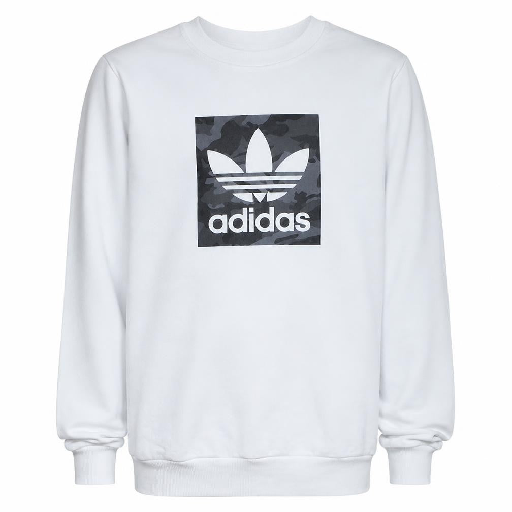 Adidas Men's White Crew Neck Logo Pullover Sweatshirt M