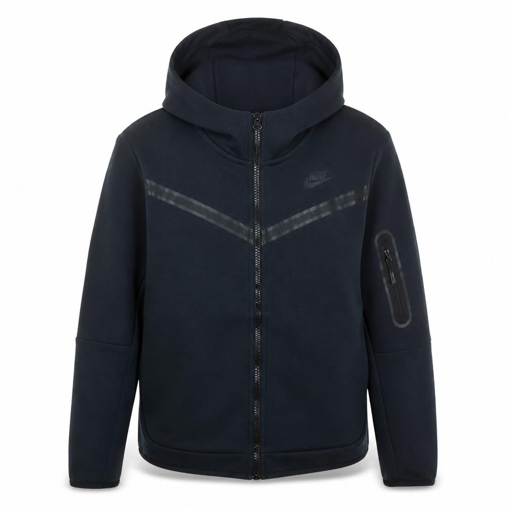 Front view of Nike boys’ black full zip hoodie xl 158-170cm hooded sweatshirt
